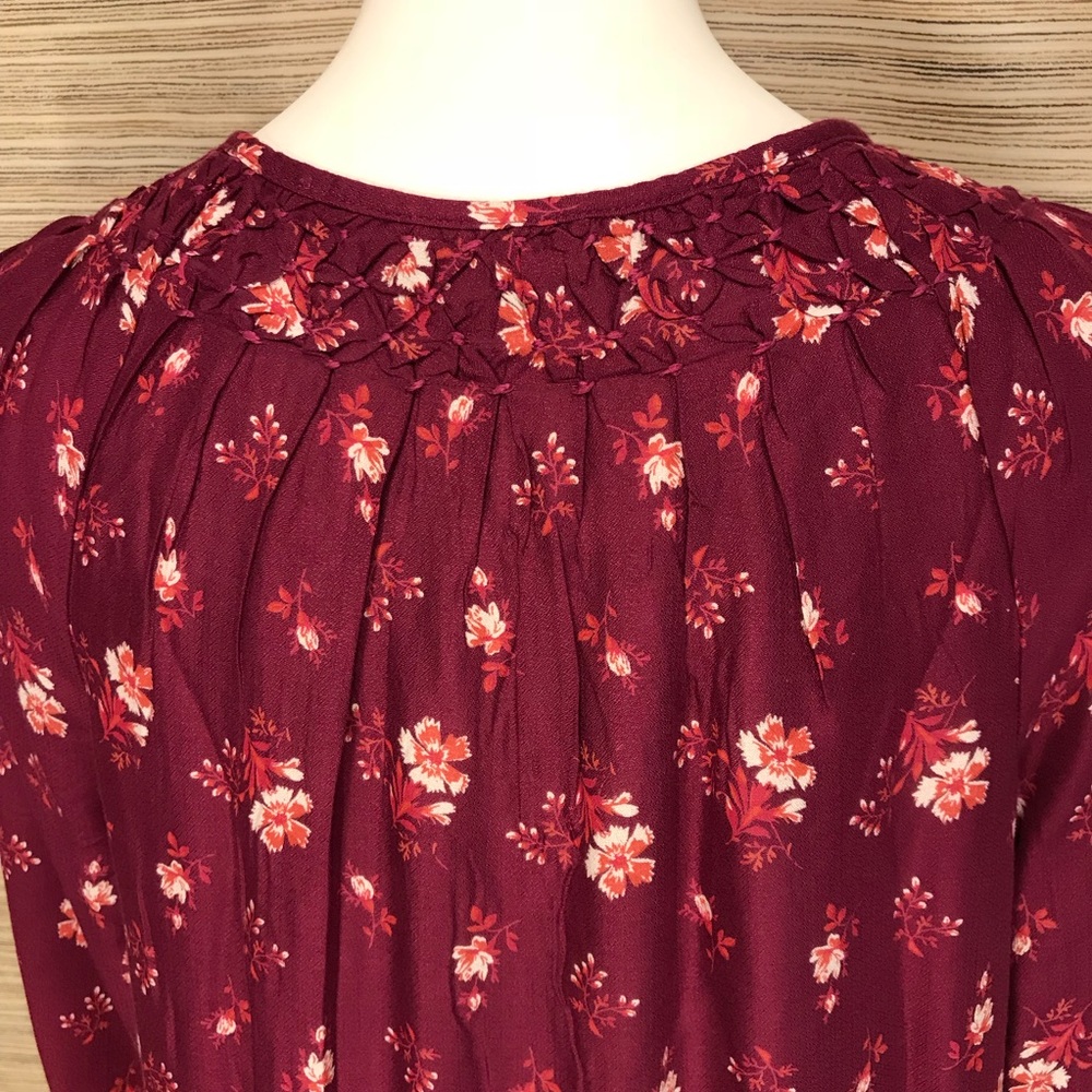 Lucky Brand Magenta Floral Boho Peasant Shirt E1 - Picture 5 of 7